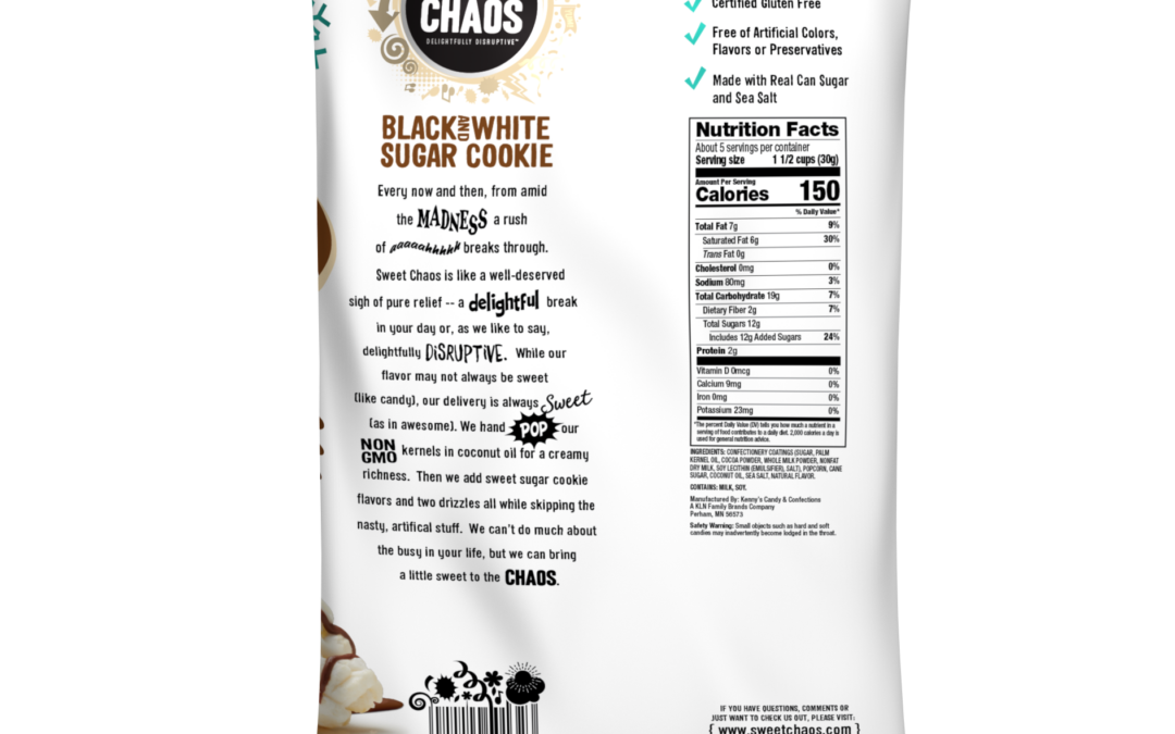 350132 Sweet Chaos Black & White Sugar Cookie Drizzle 5.5oz Back