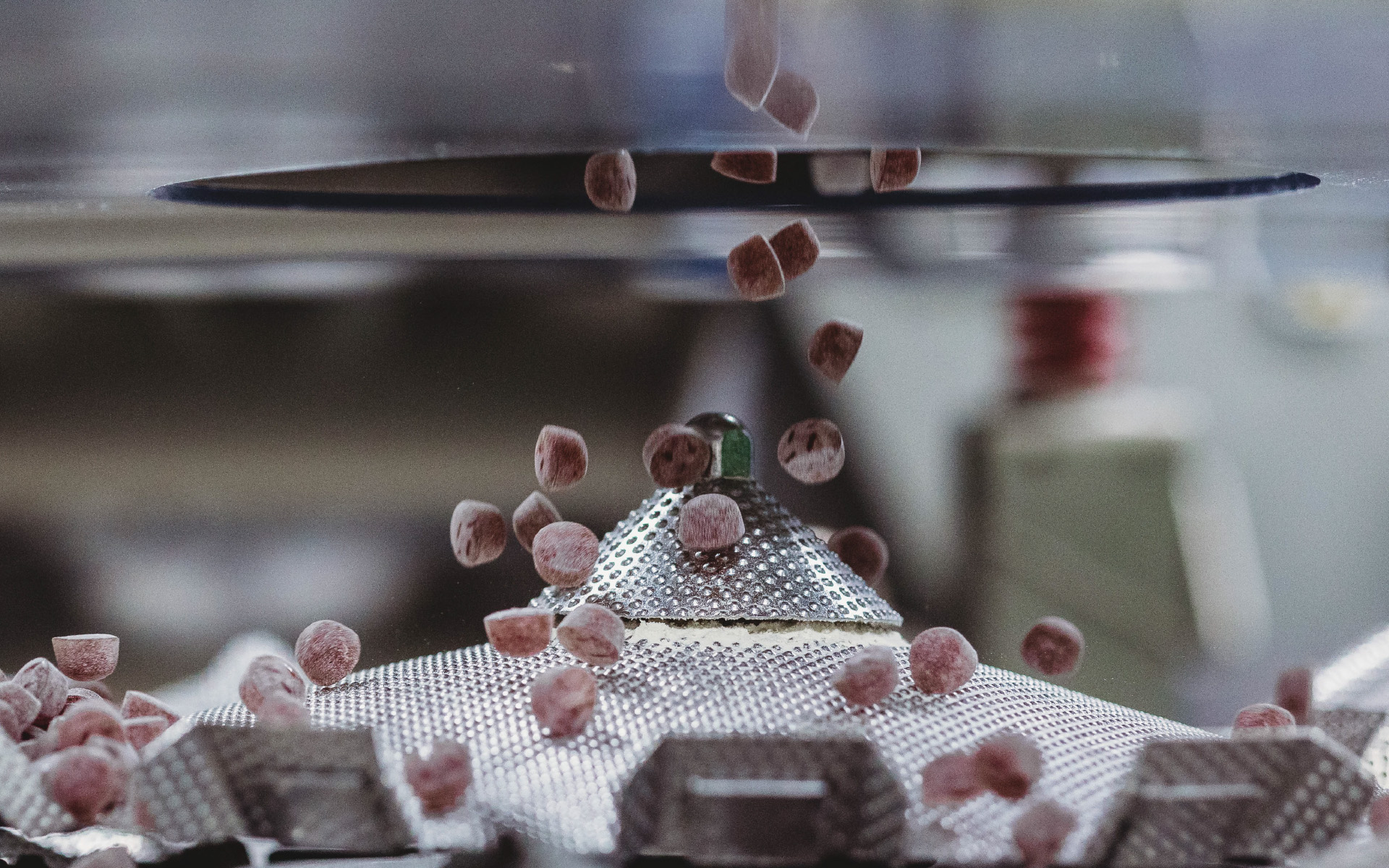 photo of supplement gummies in sorting machine